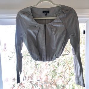 bebe cropped jacket gray